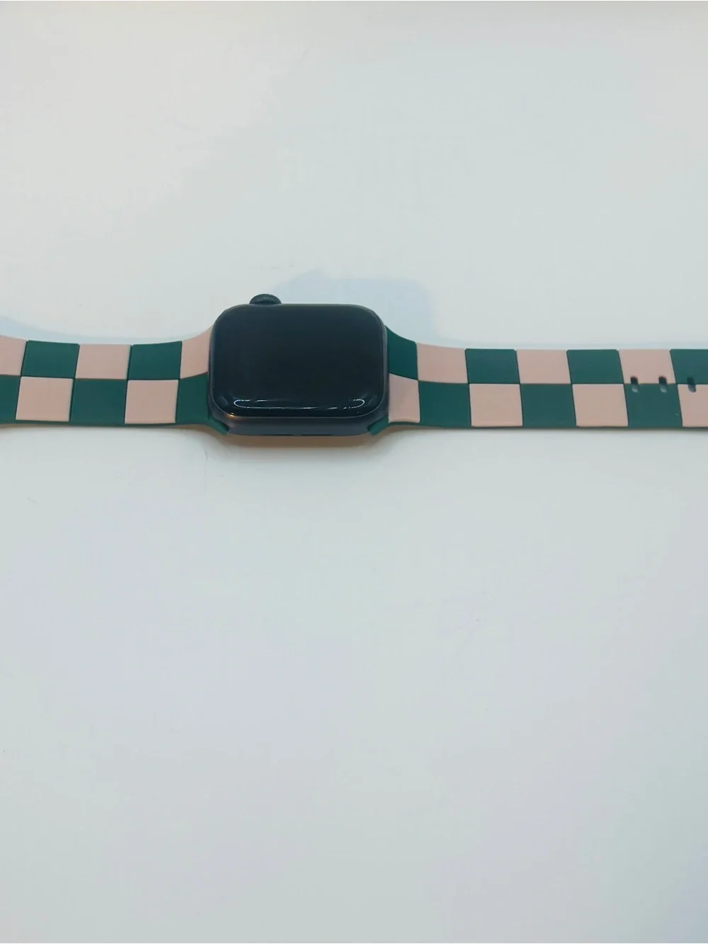 Apple Watch Band Green and Pink Checkerboard Silicone Strap